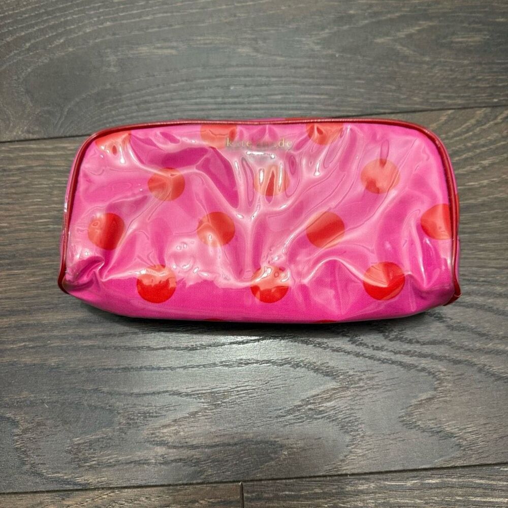 Kate Spade Pink Polka Dot Cosmetic Pencil Pouch